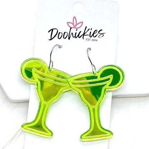 1.5" Lime Mirror Margarita Acrylic Earrings