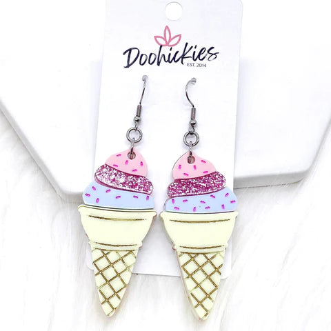 Ice Cream Cone Acrylics -Summer Earrings - Pastel Cone