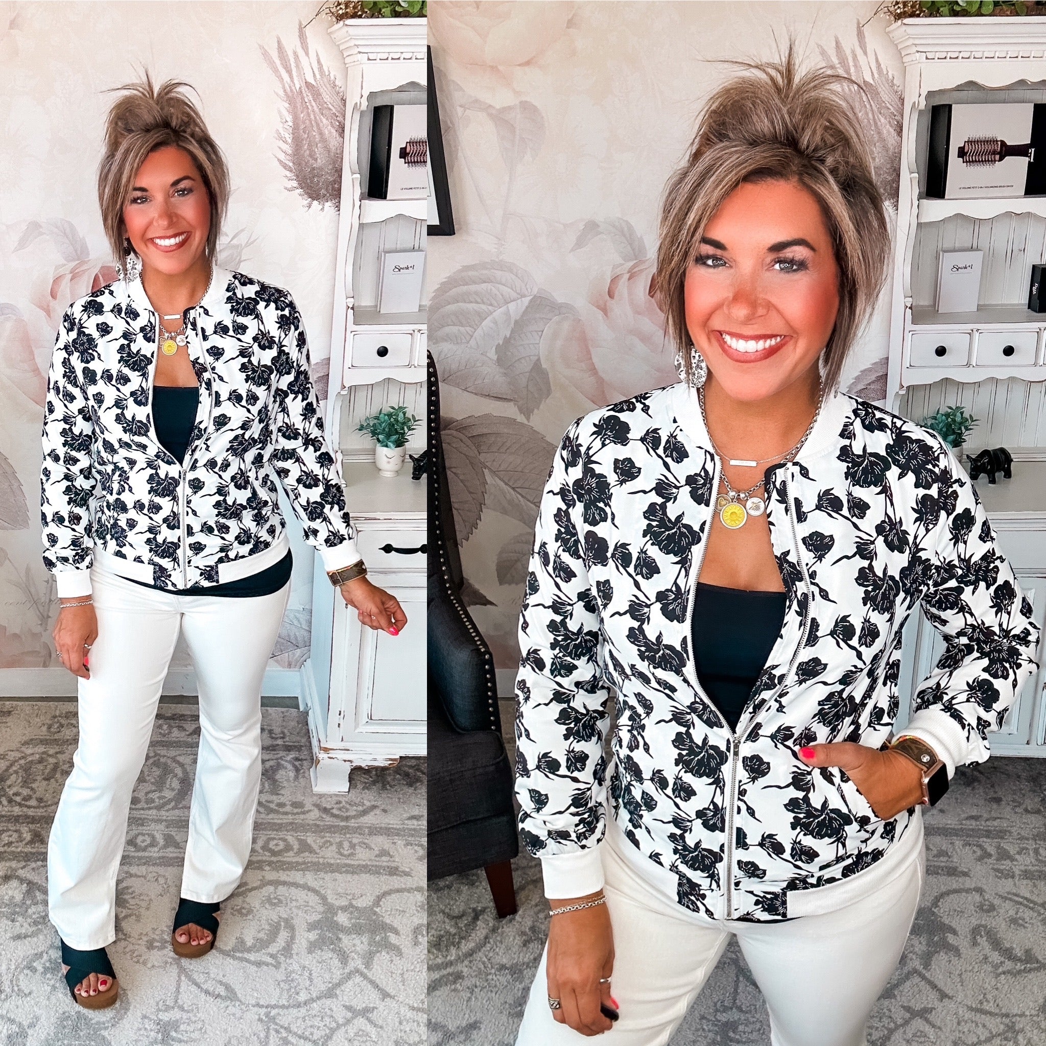 Ampersand Avenue Bomber Jacket - Floral Symphony