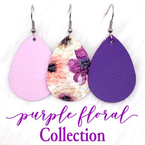 1.5" Pretty Purple Floral Mini Collection - Dark Purple Earrings