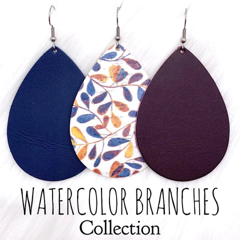 2.5" Watercolor Branches Mini Collection - Deep Plum Baby Chopper Earrings