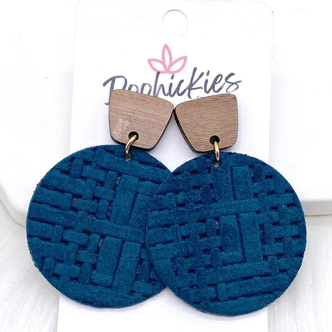 2" Walnut & Fall Embossed Piggyback Dangle Earrings - Peacock Weave