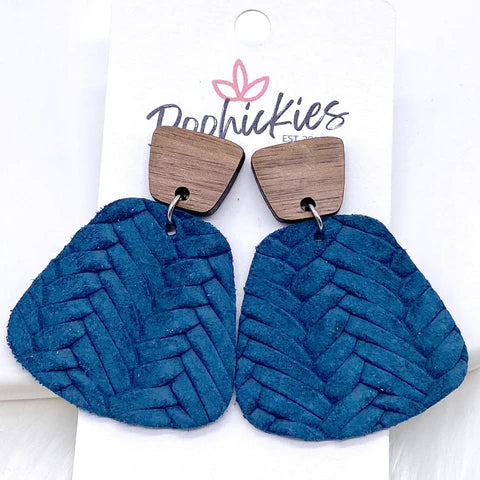2" Walnut & Fall Braided Jasmine Dangle Earrings - Dark Teal