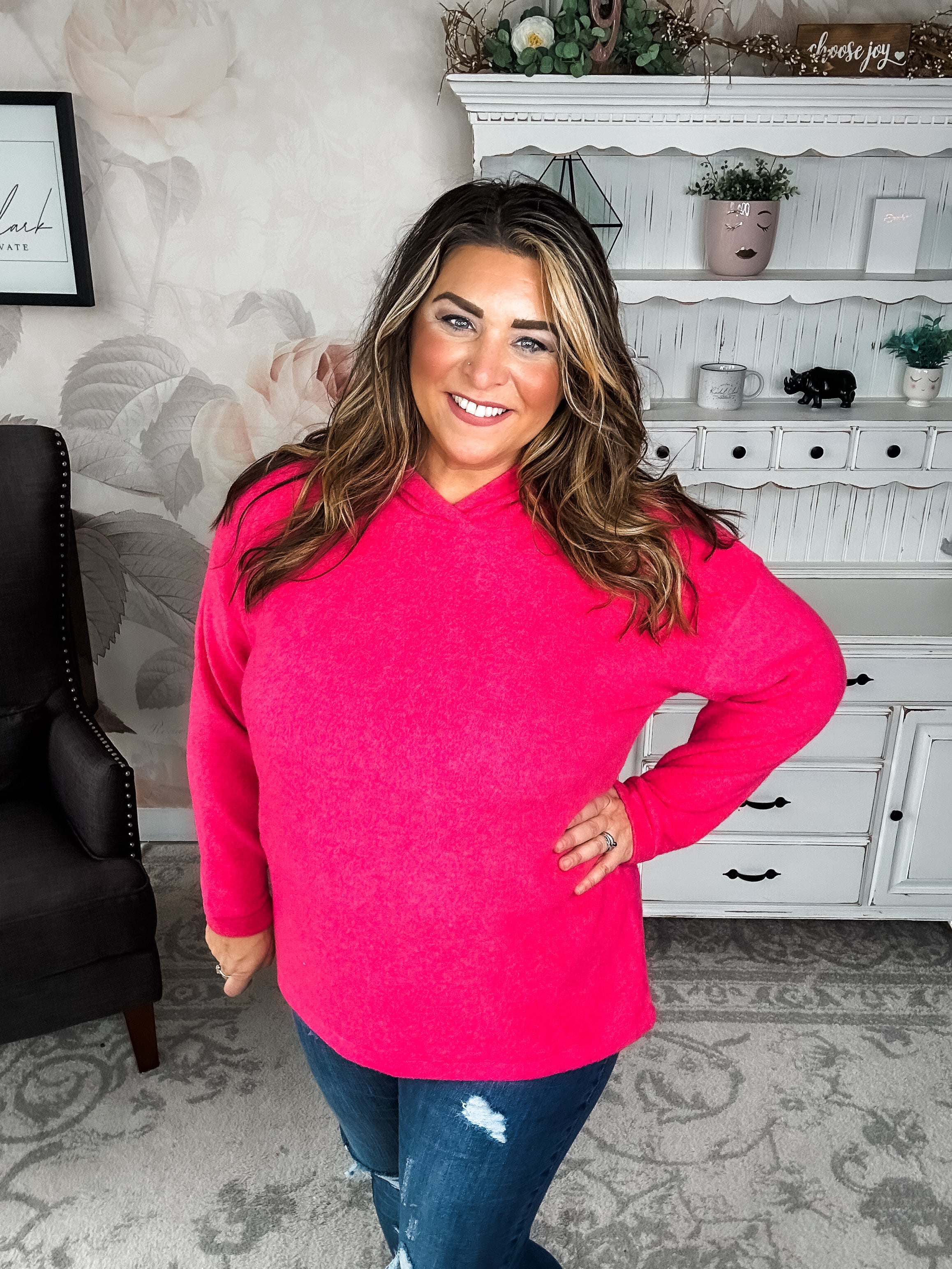 Shop Til Sunrise Sweater- Hot Pink
