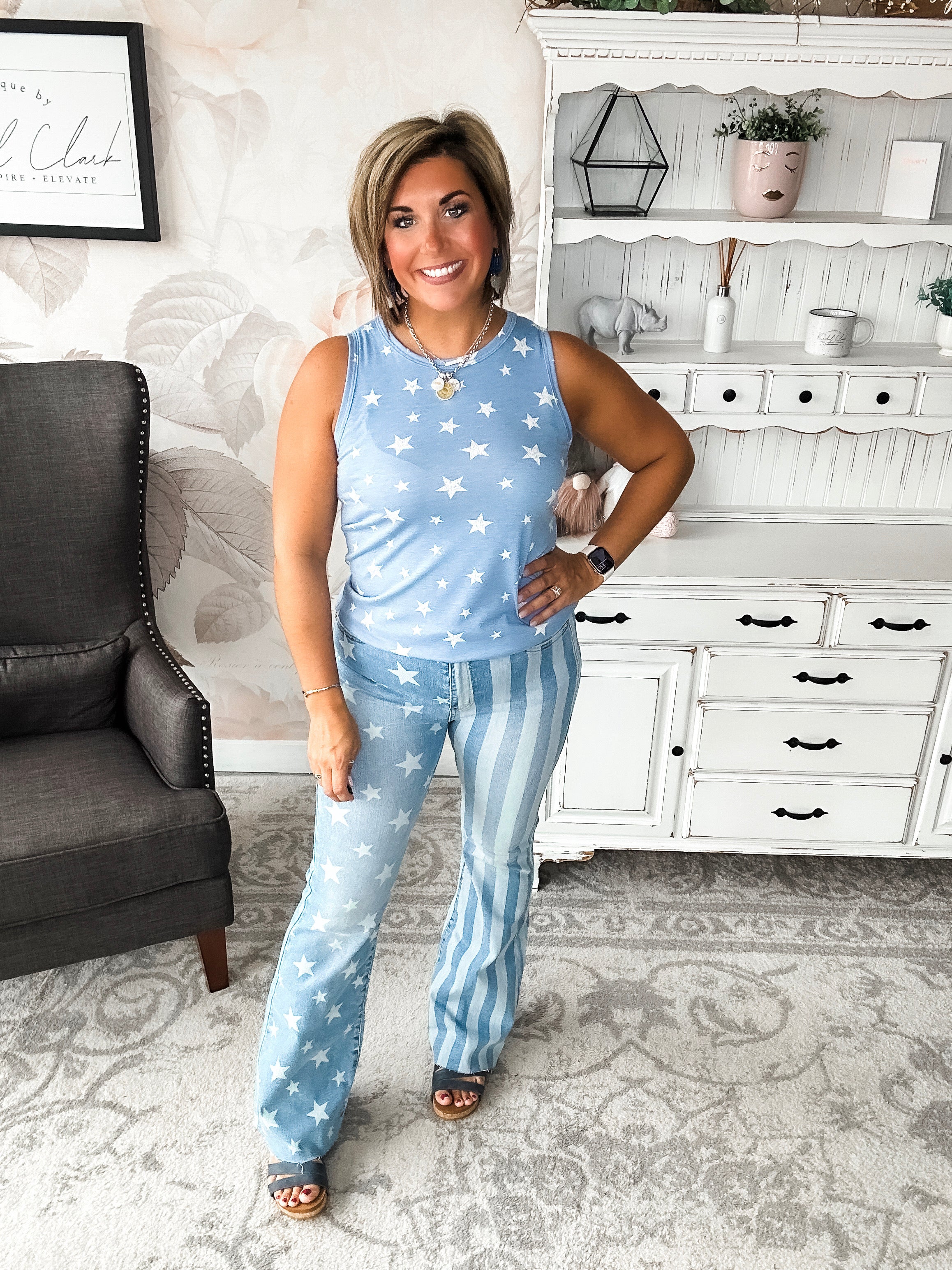 Stars Will Shine Muscle Tank - Powder Blue