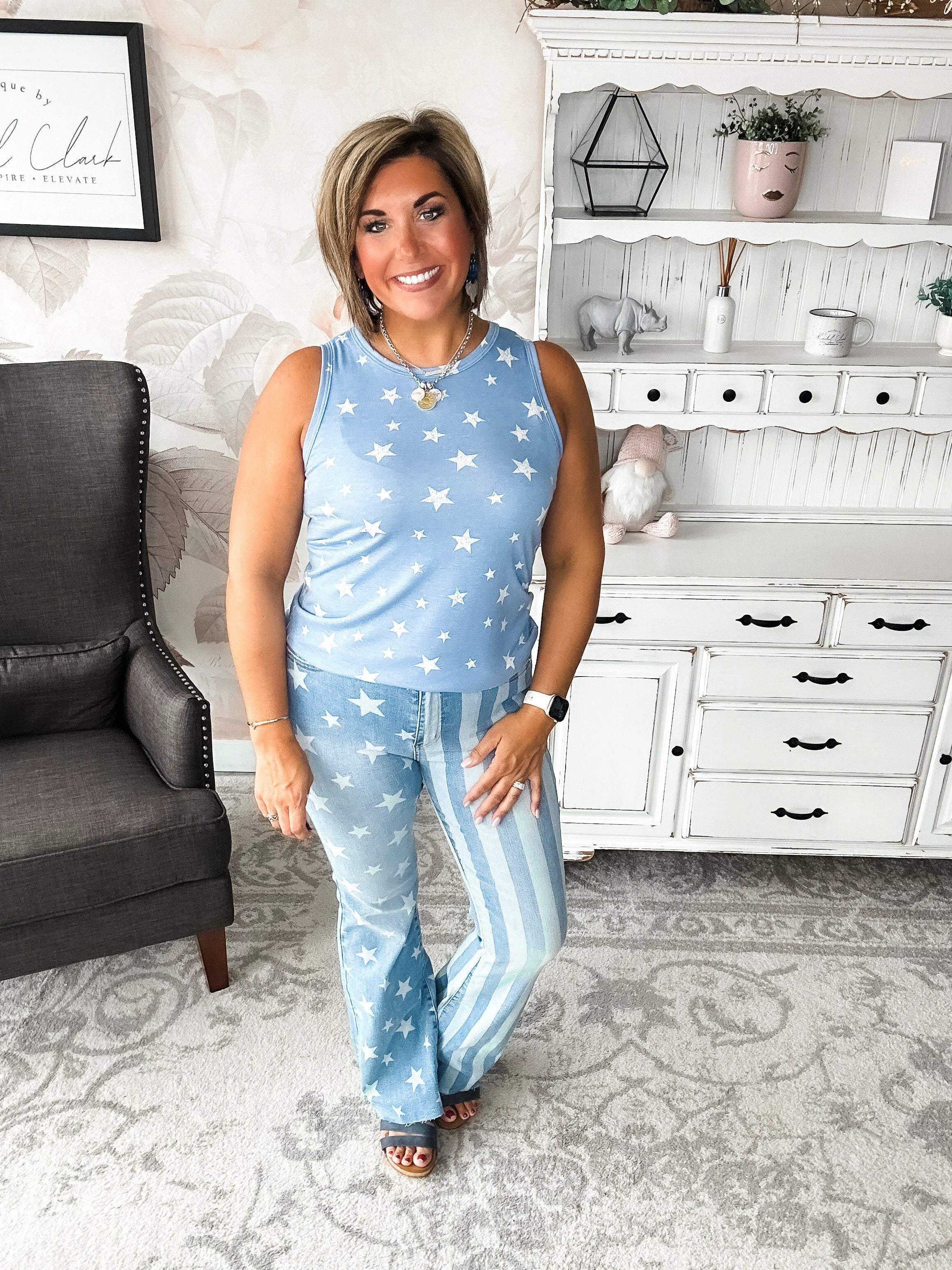 Stars Will Shine Muscle Tank - Powder Blue