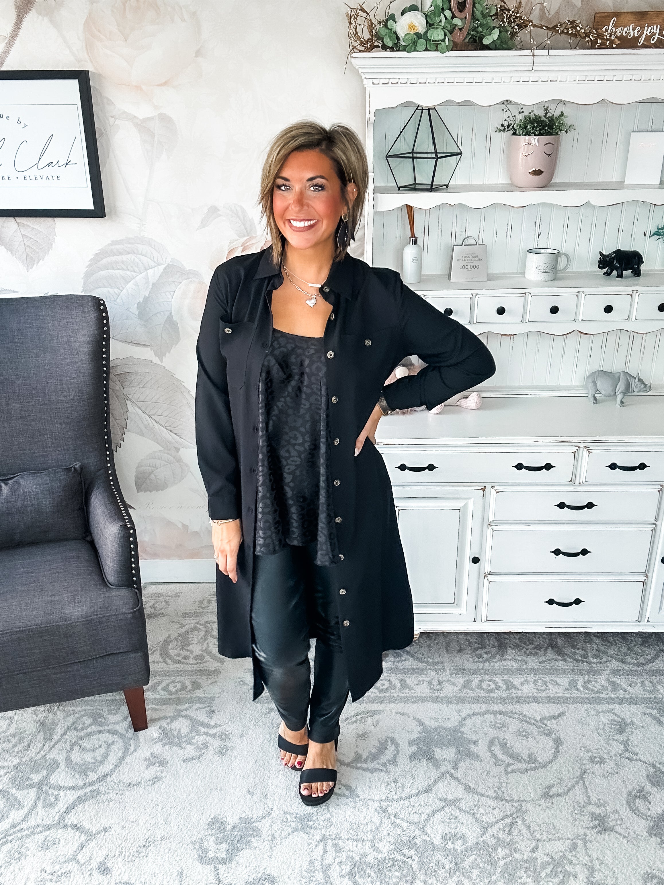 From the Top Button Down Dress - Black