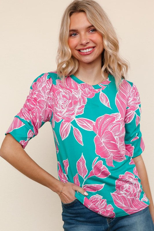 Enchanted To Meet You Top - Teal & Pink