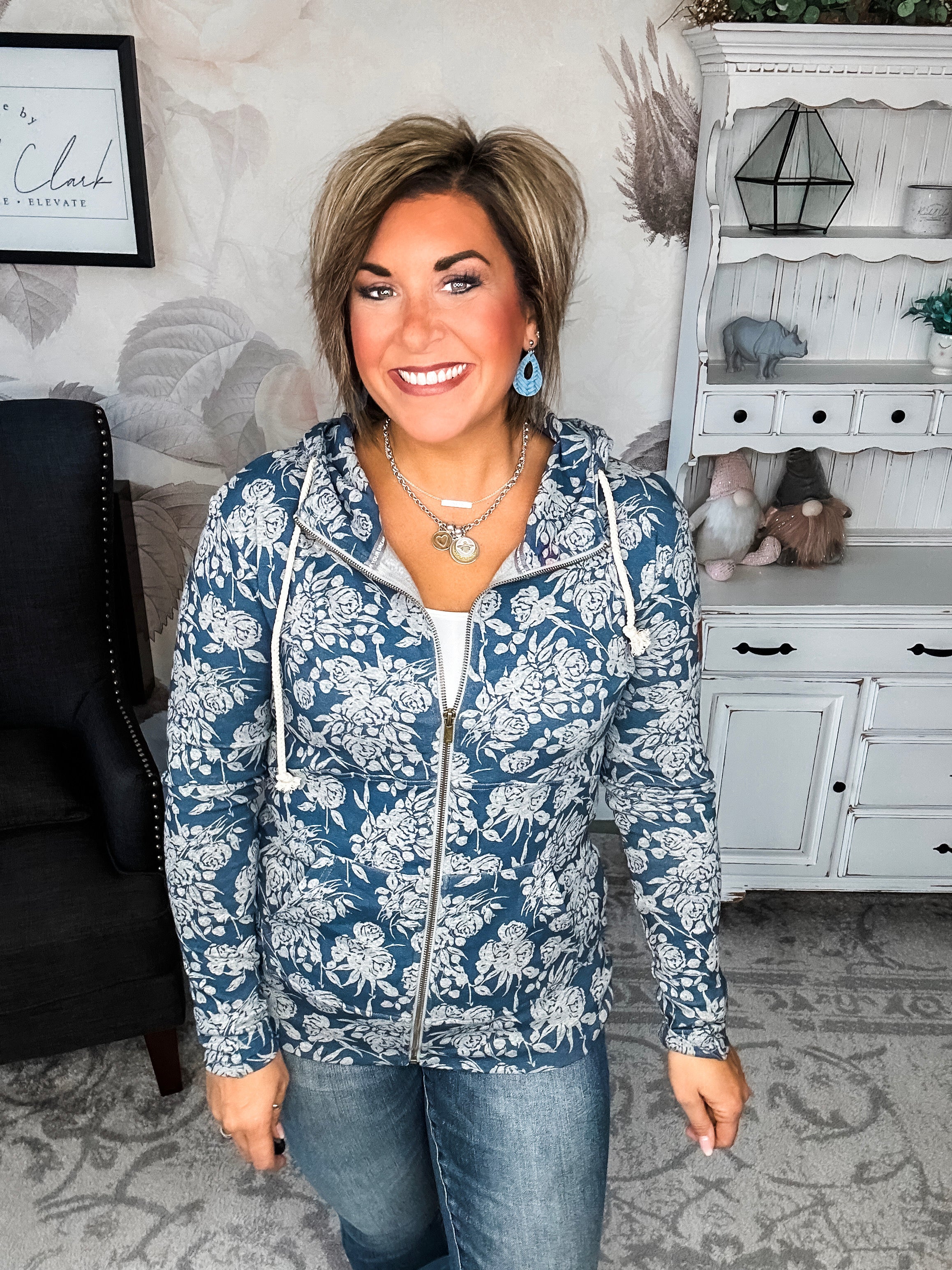 Ampersand Avenue Fullzip Sweatshirt - Twilight Blooms