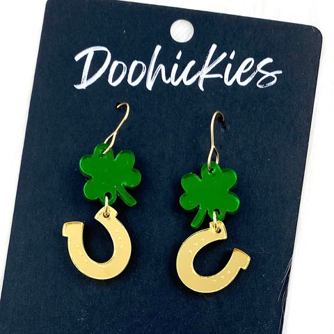 1.5" Lucky Charmz Drops St. Paddy Acrylic Earrings