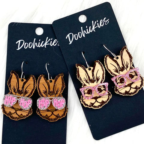 1.75" Cool Bunnies - Easter Earrings - Cherry Hip Hop Bunny