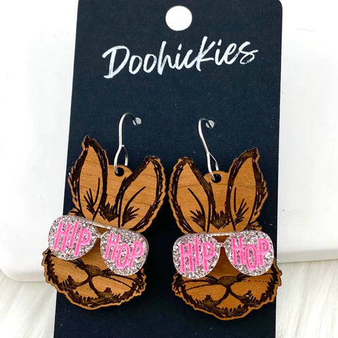 1.75" Cool Bunnies - Easter Earrings - Cherry Hip Hop Bunny