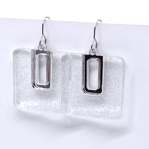 1.5" Shimmer Bellas - Everyday Silver Shimmer Earrings