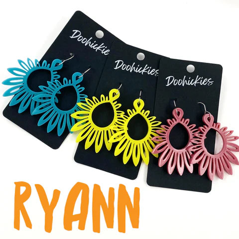 2" The Ryann Cutouts Spring Earrings - Teal