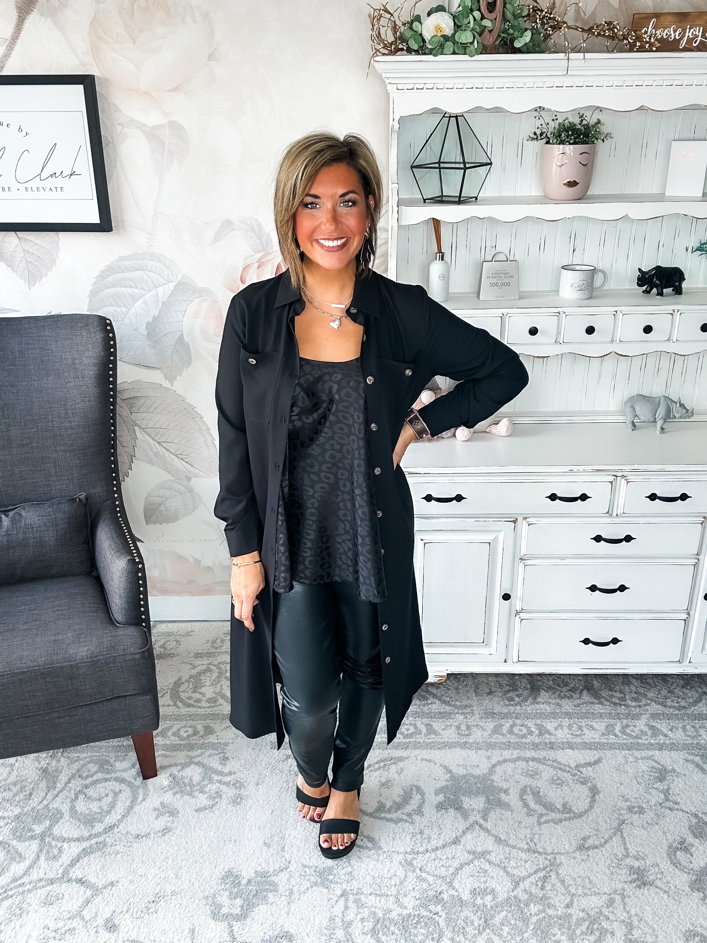 From the Top Button Down Dress - Black