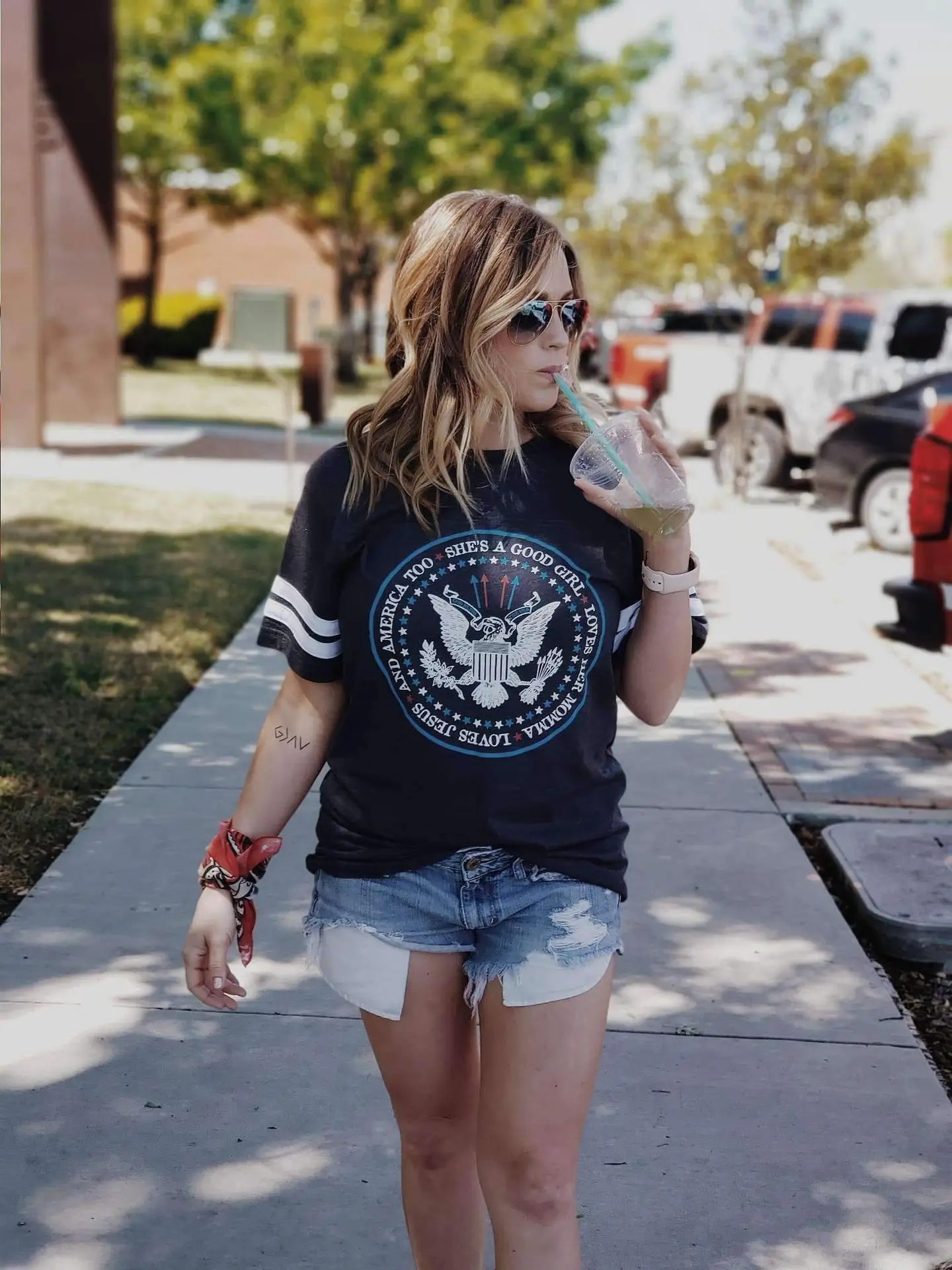 She's a good girl, love her mama, loves Jesus and America too