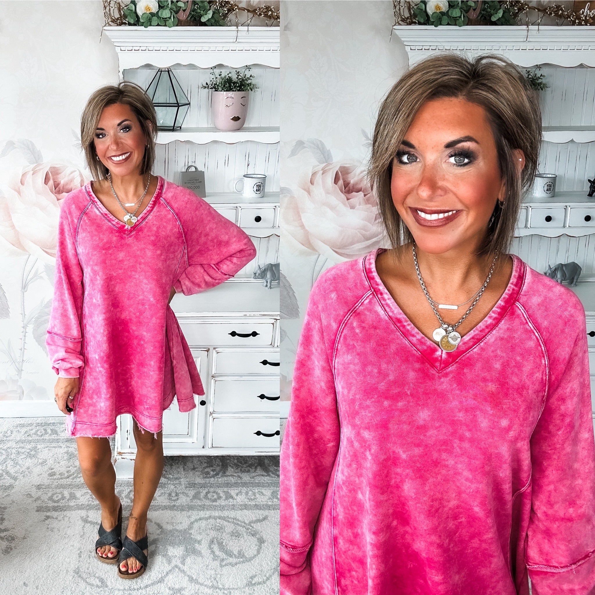 They All Made It Shift Dress - Magenta