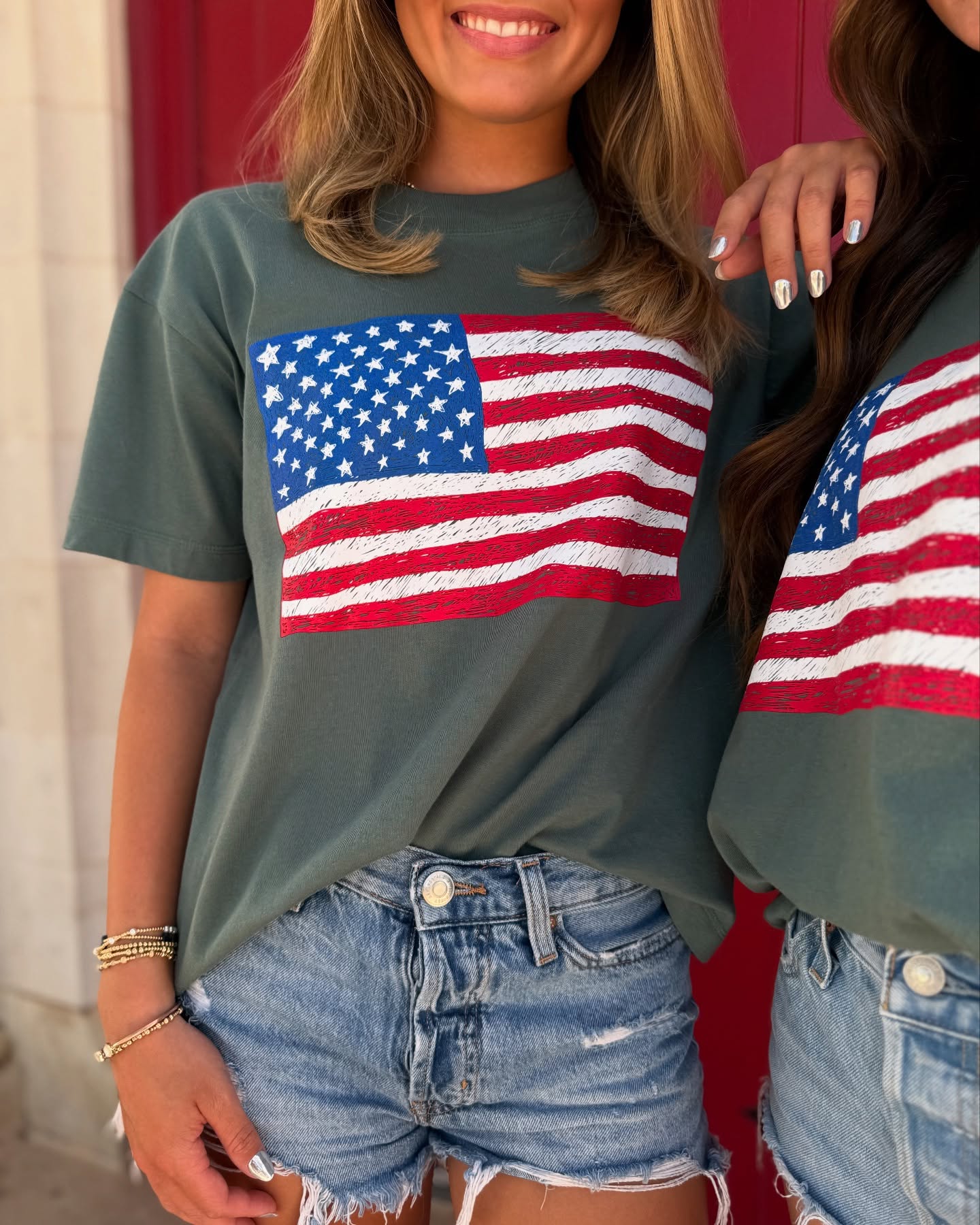 Sketch the Flag Graphic Boyfriend Tee