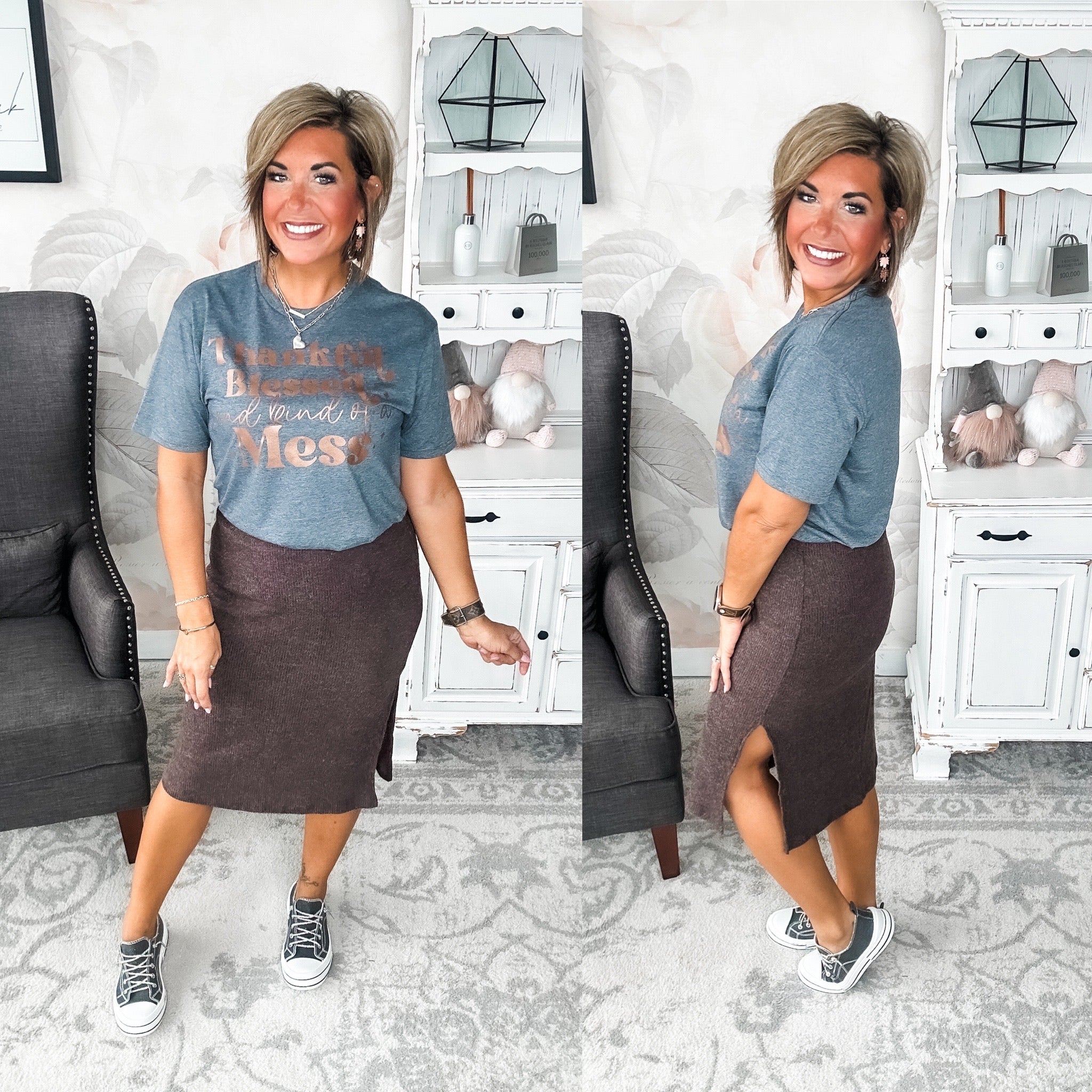 Time to Rise Up Ribbed Skirt - Mocha