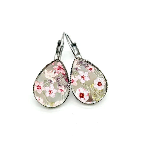 Big As Texas Teardrop Dangle Earrings - Pink Floral