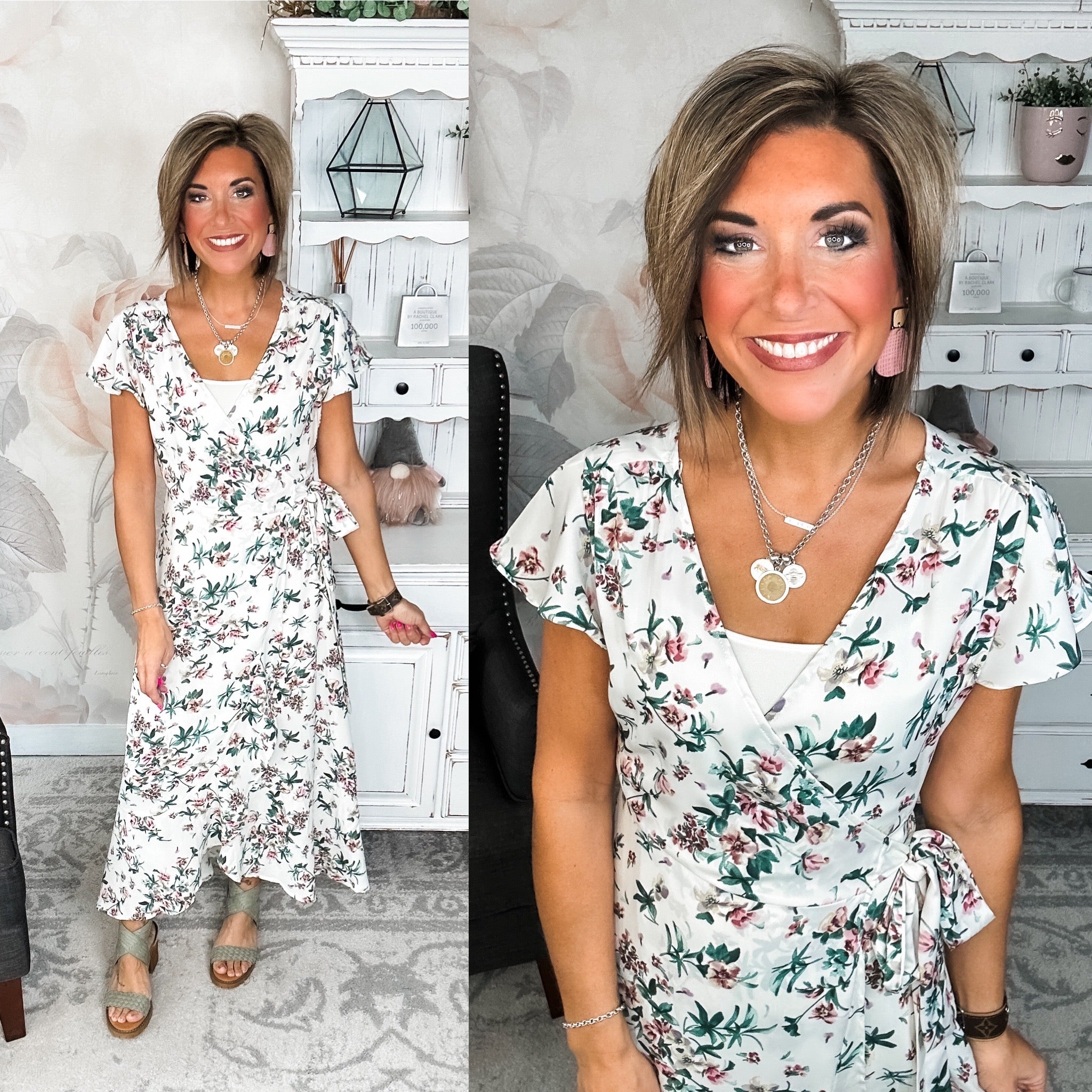 Stay With Me Forever Floral Dress - Cream