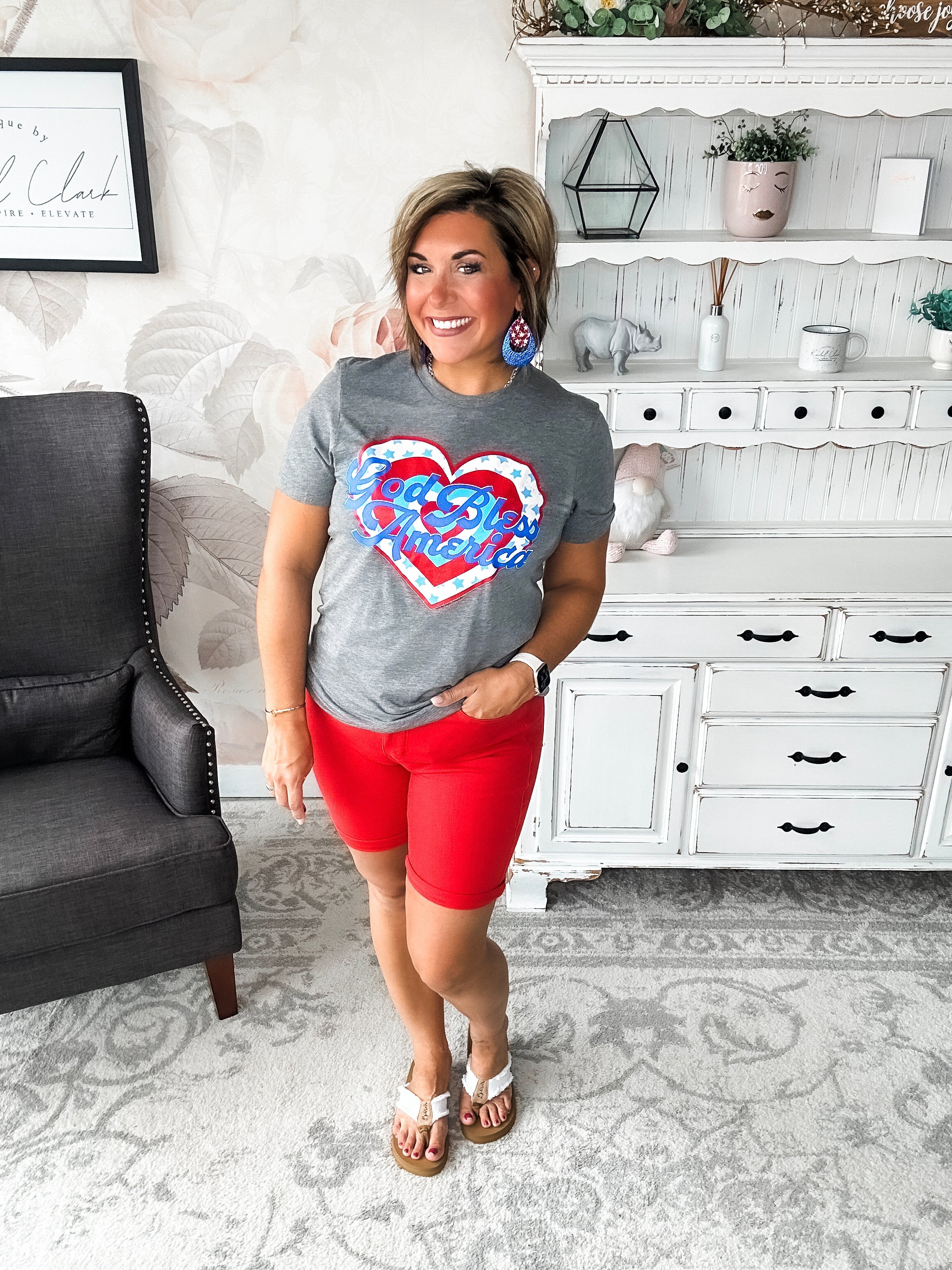 God Bless America Heart Graphic Tee