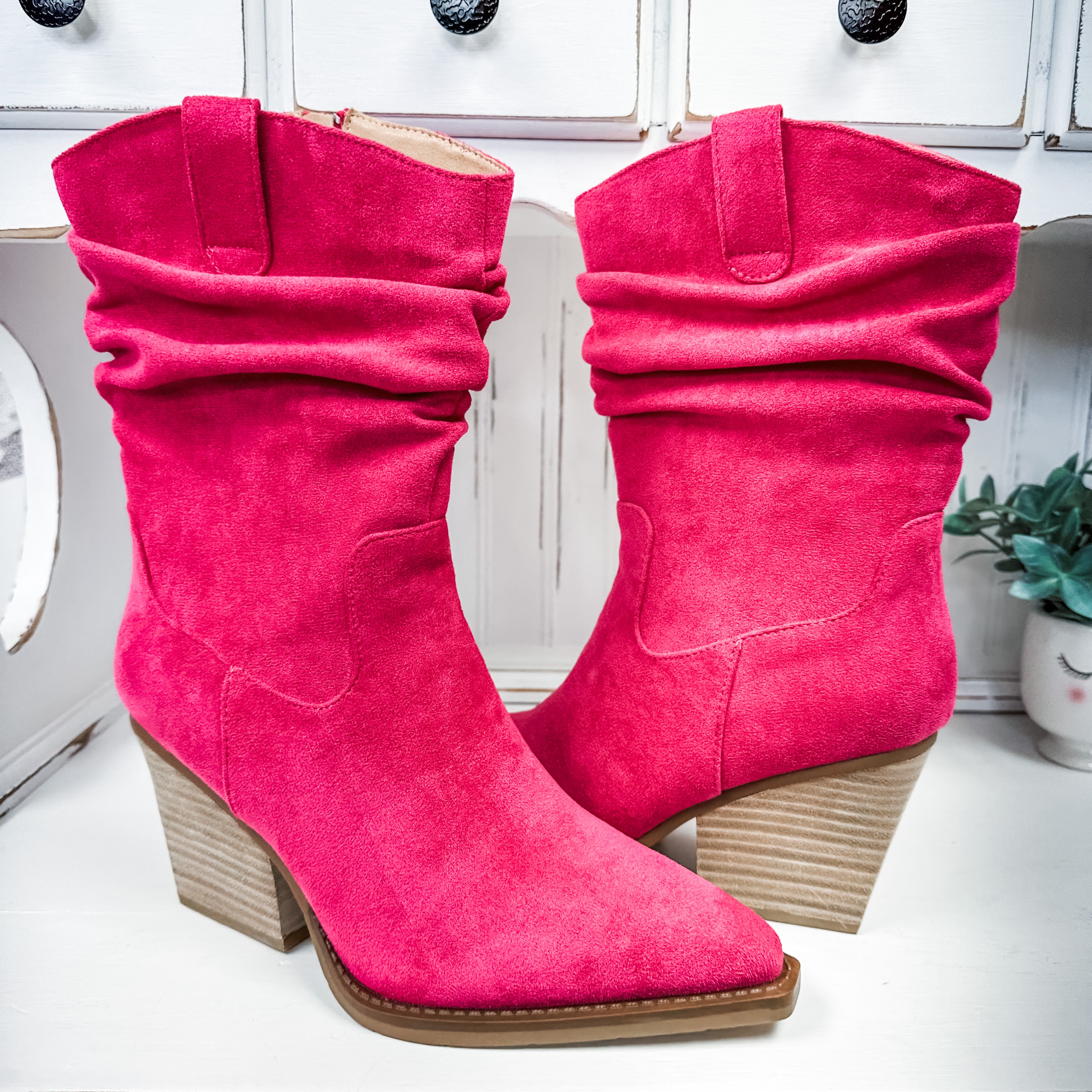 pink slouch boots