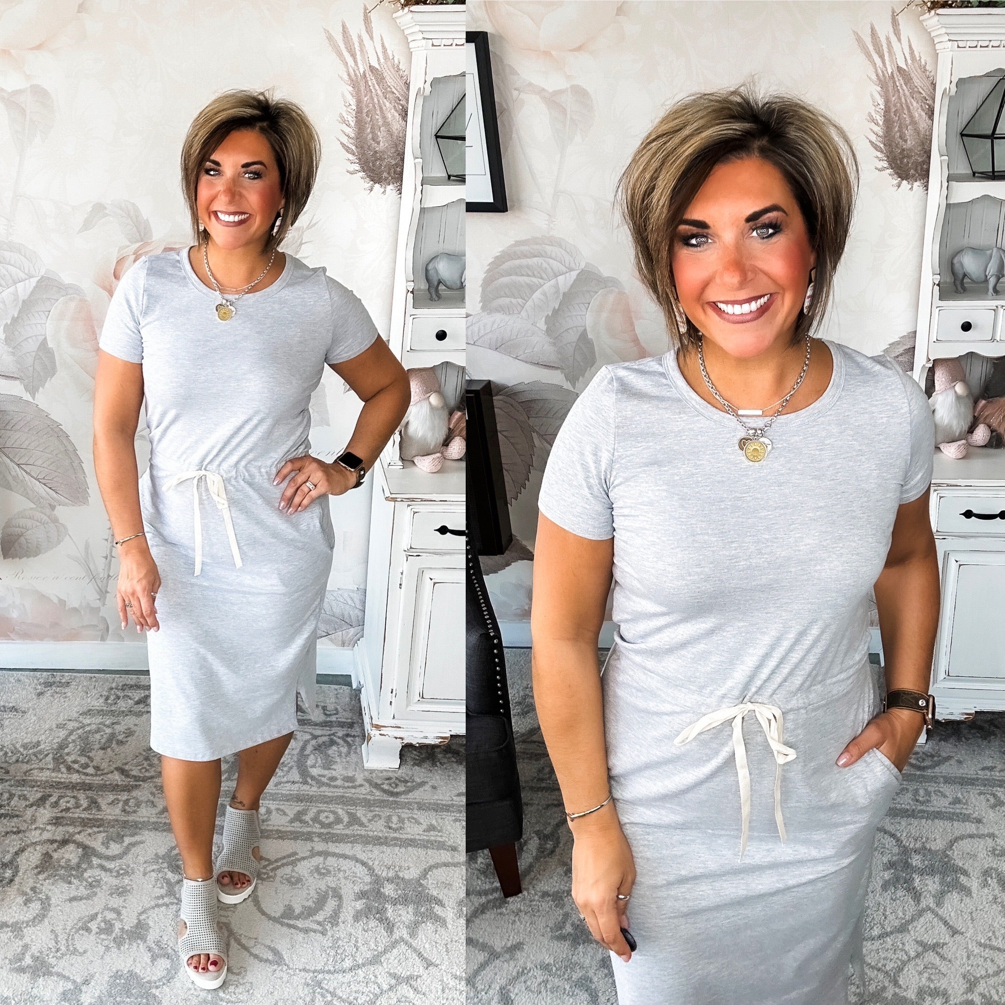 Feel Alive Tshirt Dress - Heather Grey