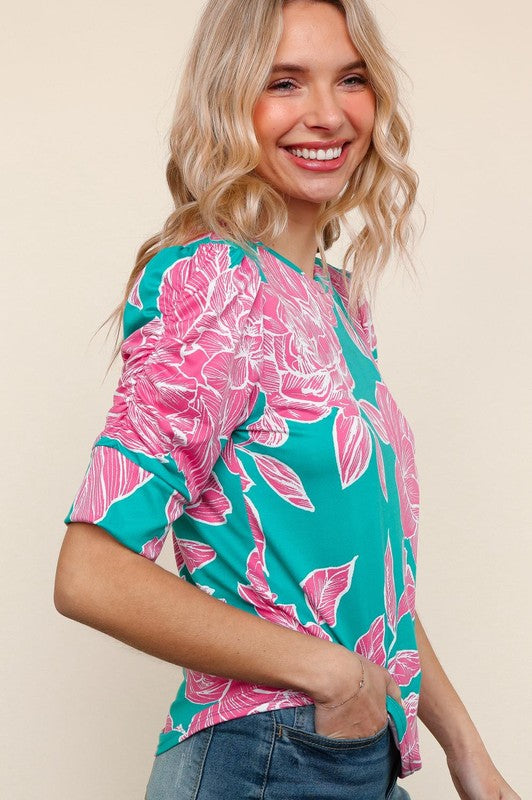 Enchanted To Meet You Top - Teal & Pink
