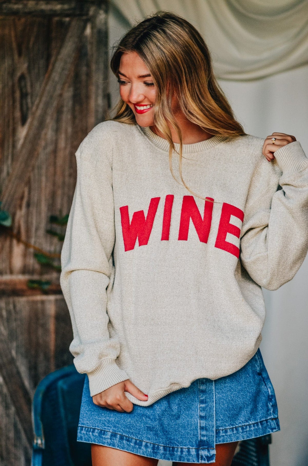 Wine Knit Sweatshirt *ONLINE EXCLUSIVE*