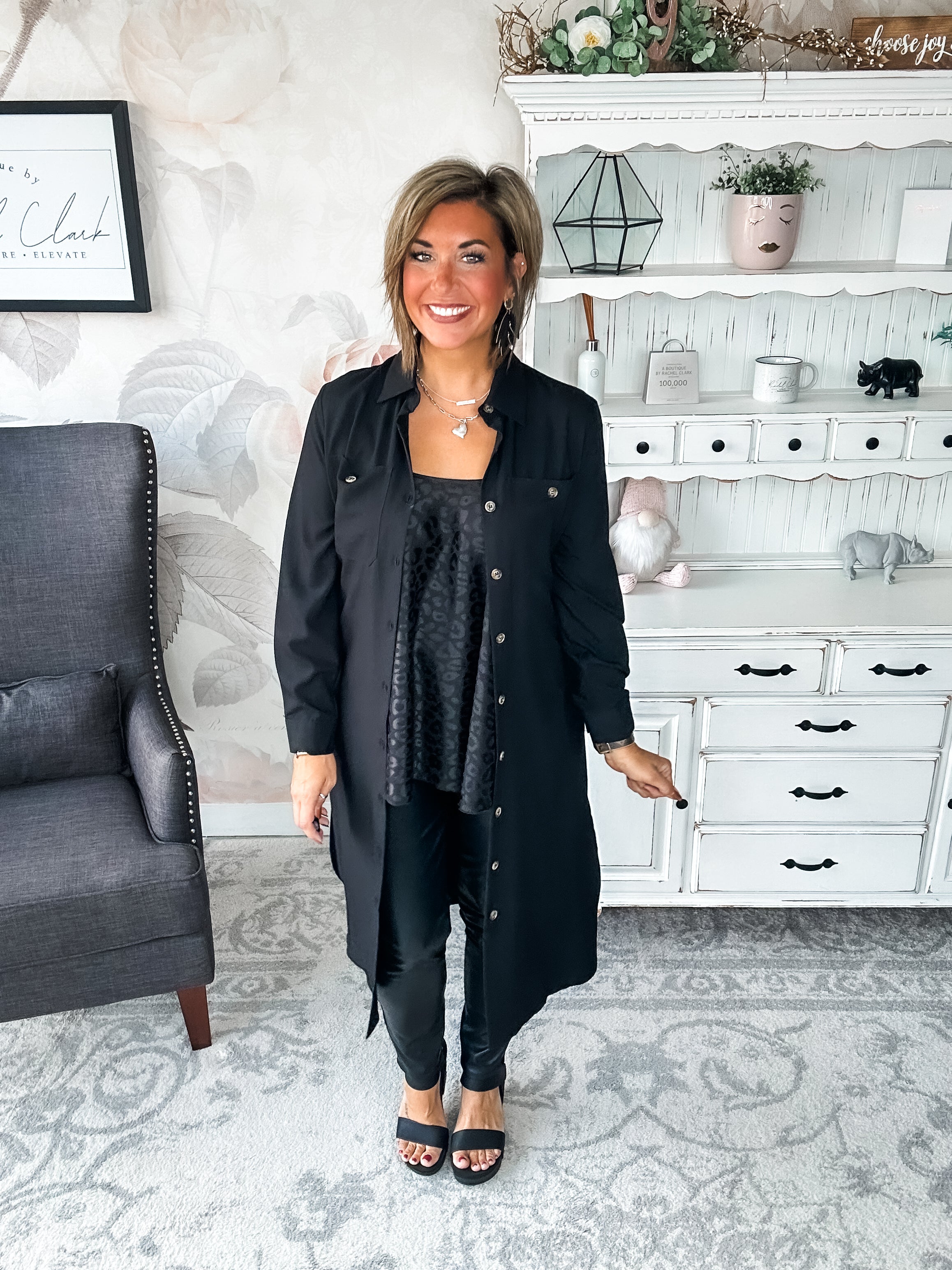 From the Top Button Down Dress - Black