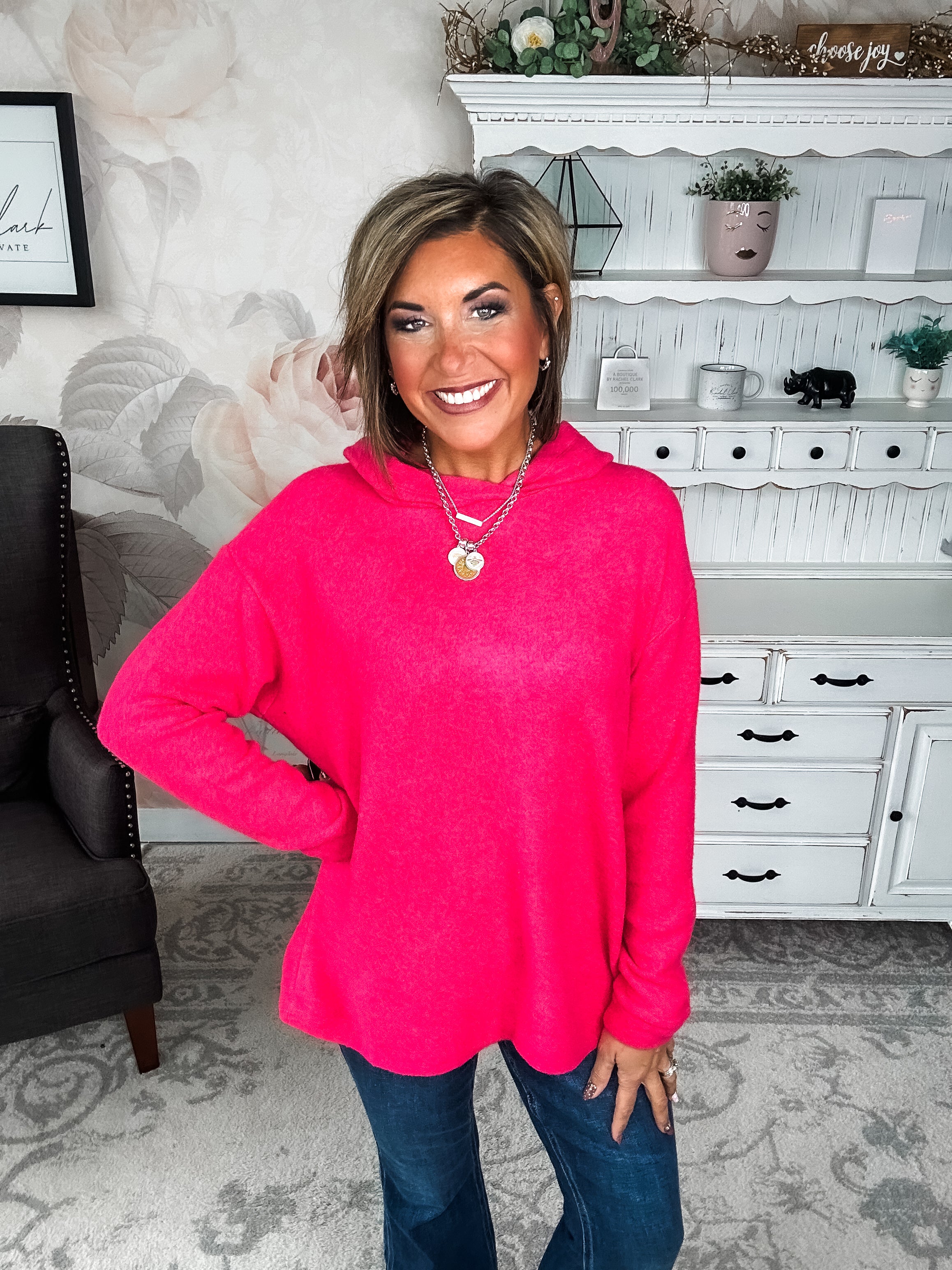 Shop Til Sunrise Sweater- Hot Pink