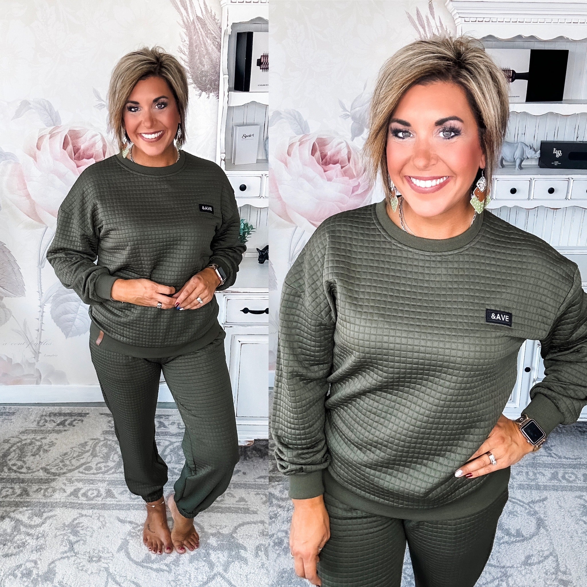 Ampersand Avenue Quilted Joggers - Olive