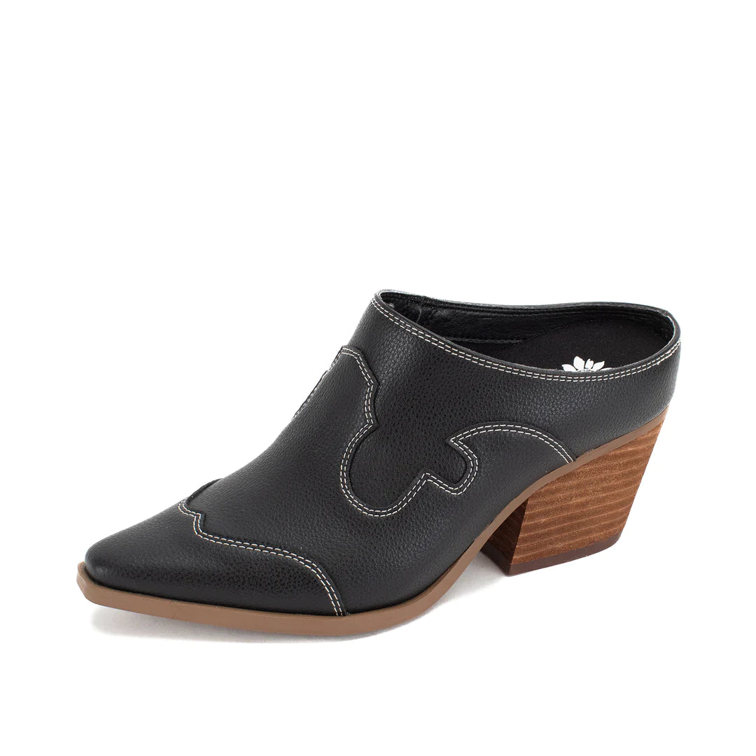 Cyan Heeled Mule - Black