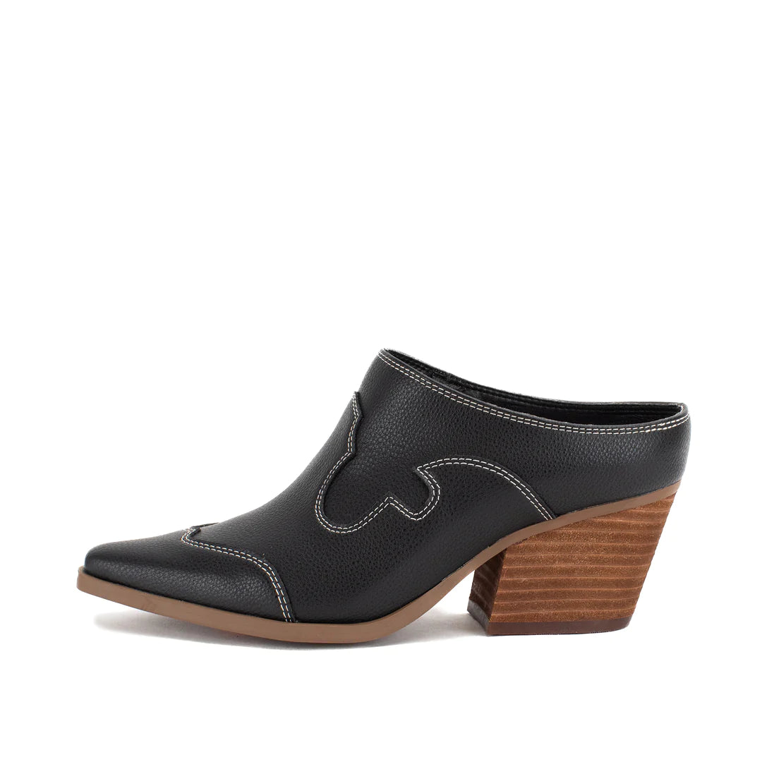 Cyan Heeled Mule - Black