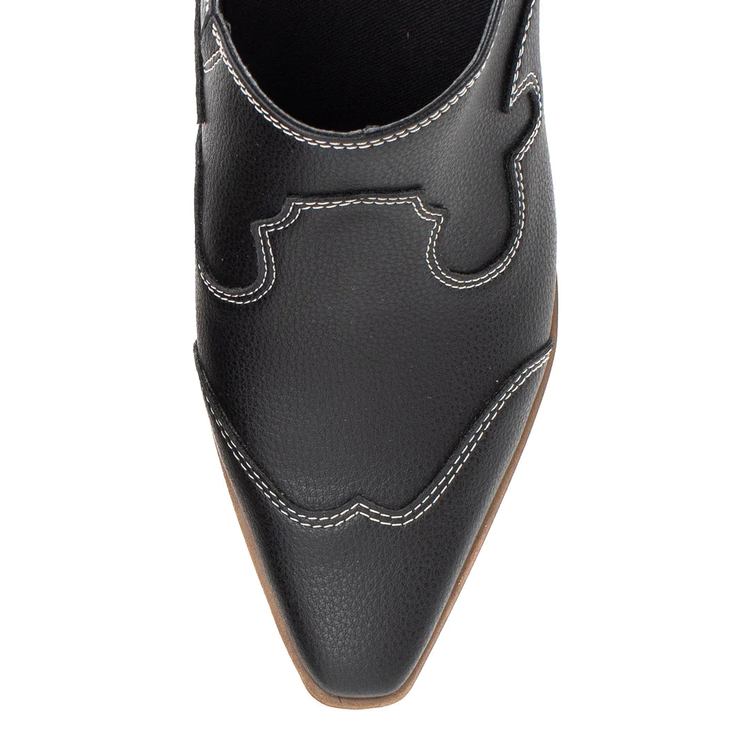 Cyan Heeled Mule - Black