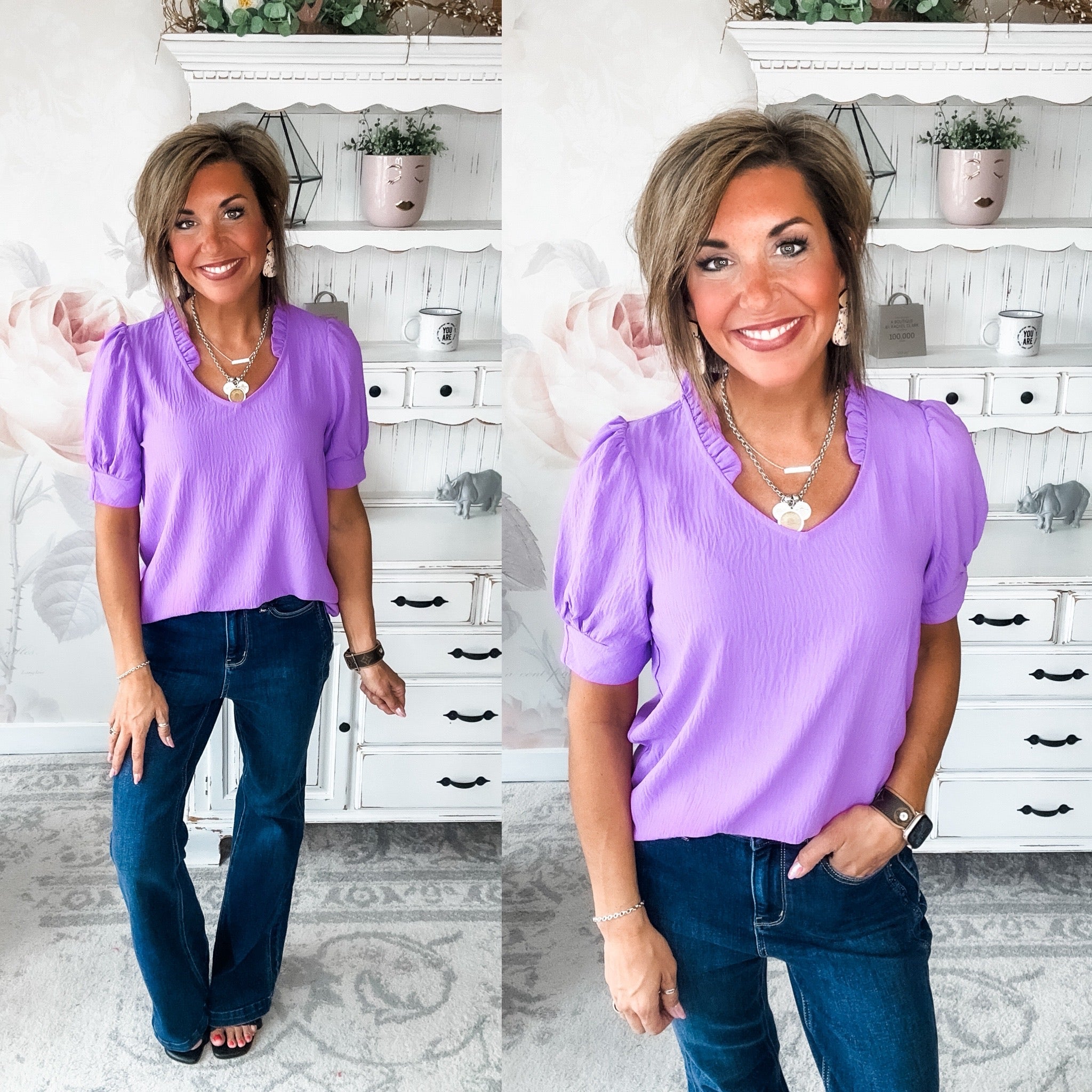 While You're Near Me Blouse - Lavender