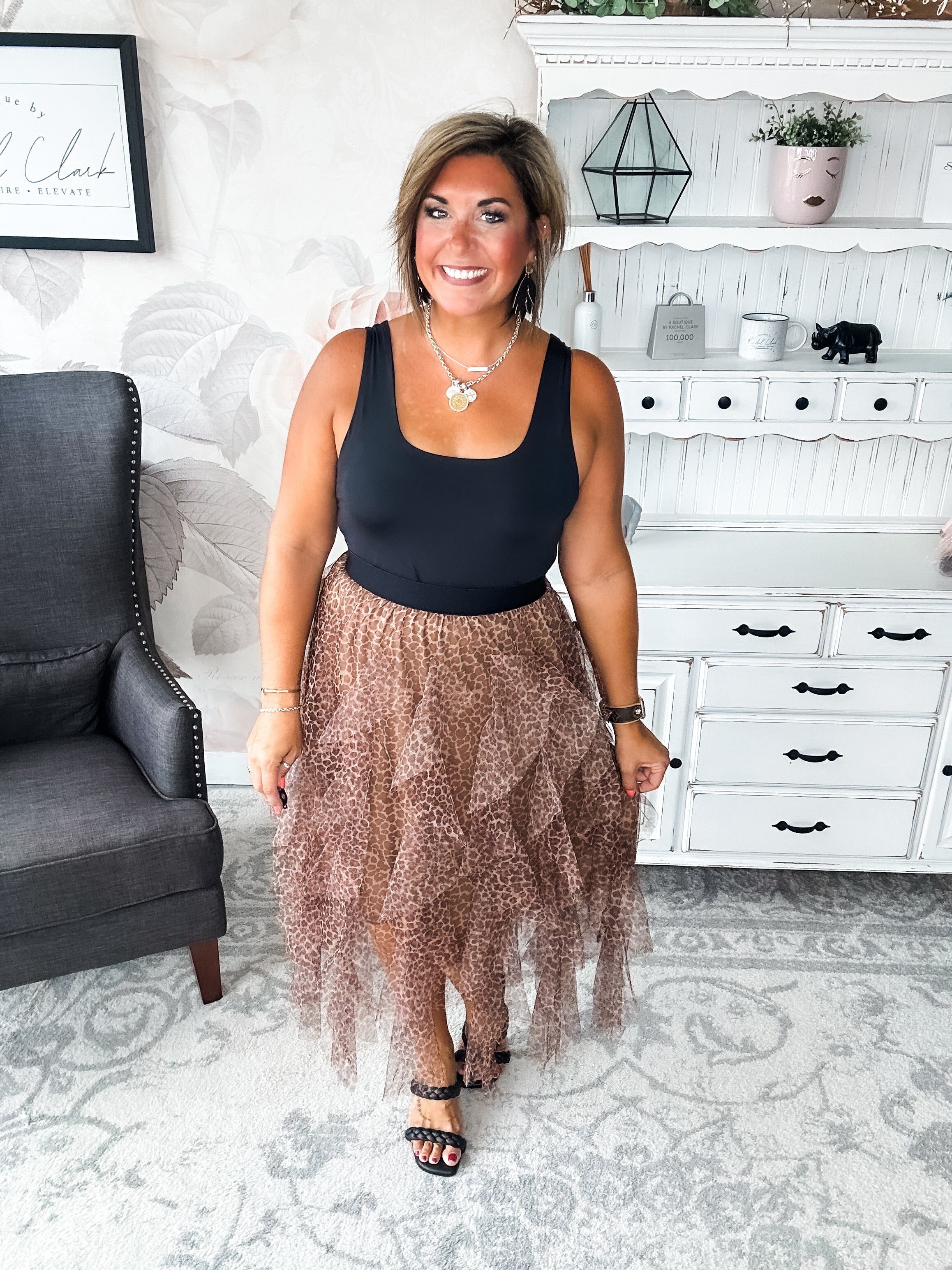 Never Change Mesh Leopard Skirt