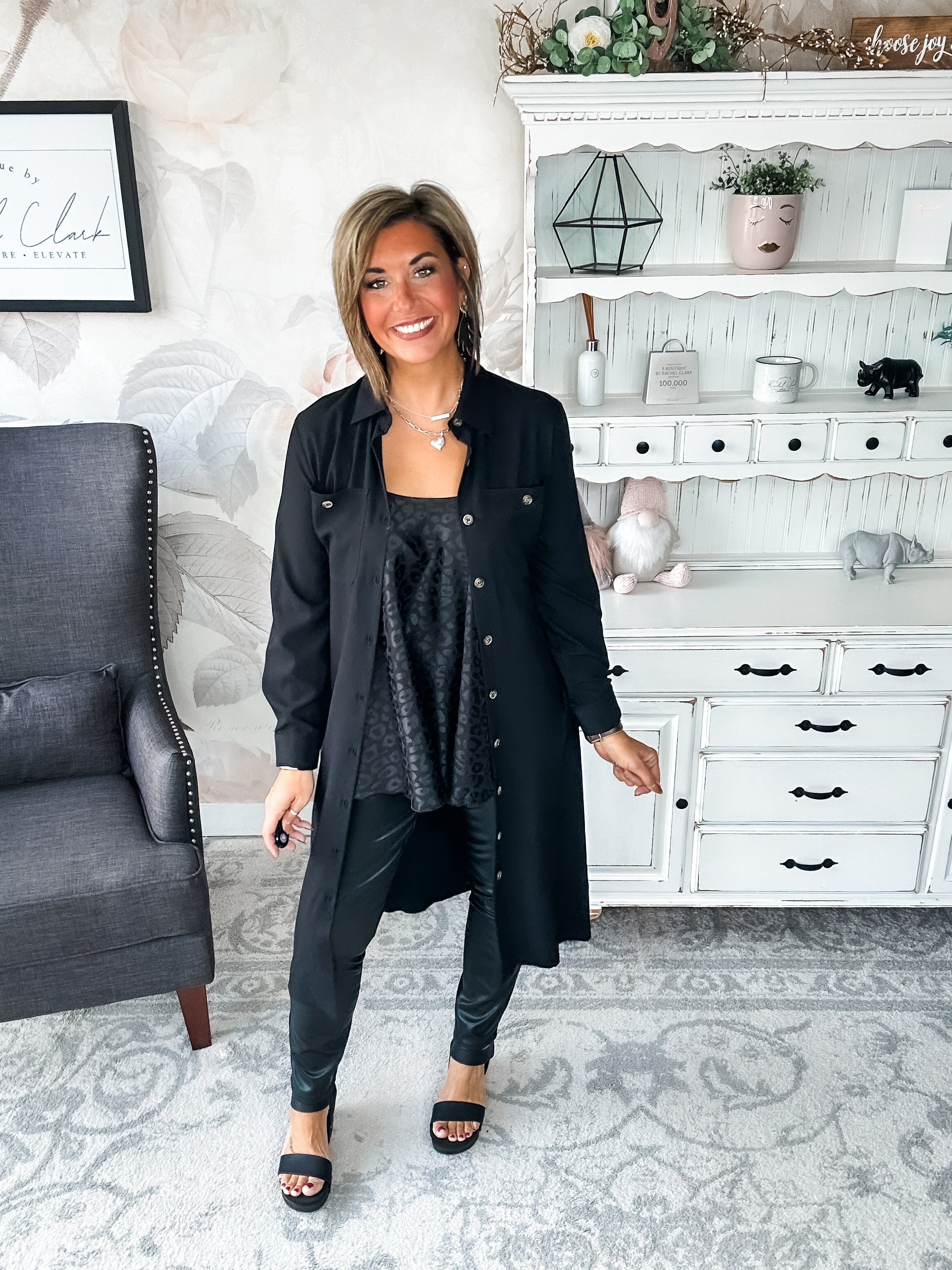 From the Top Button Down Dress - Black