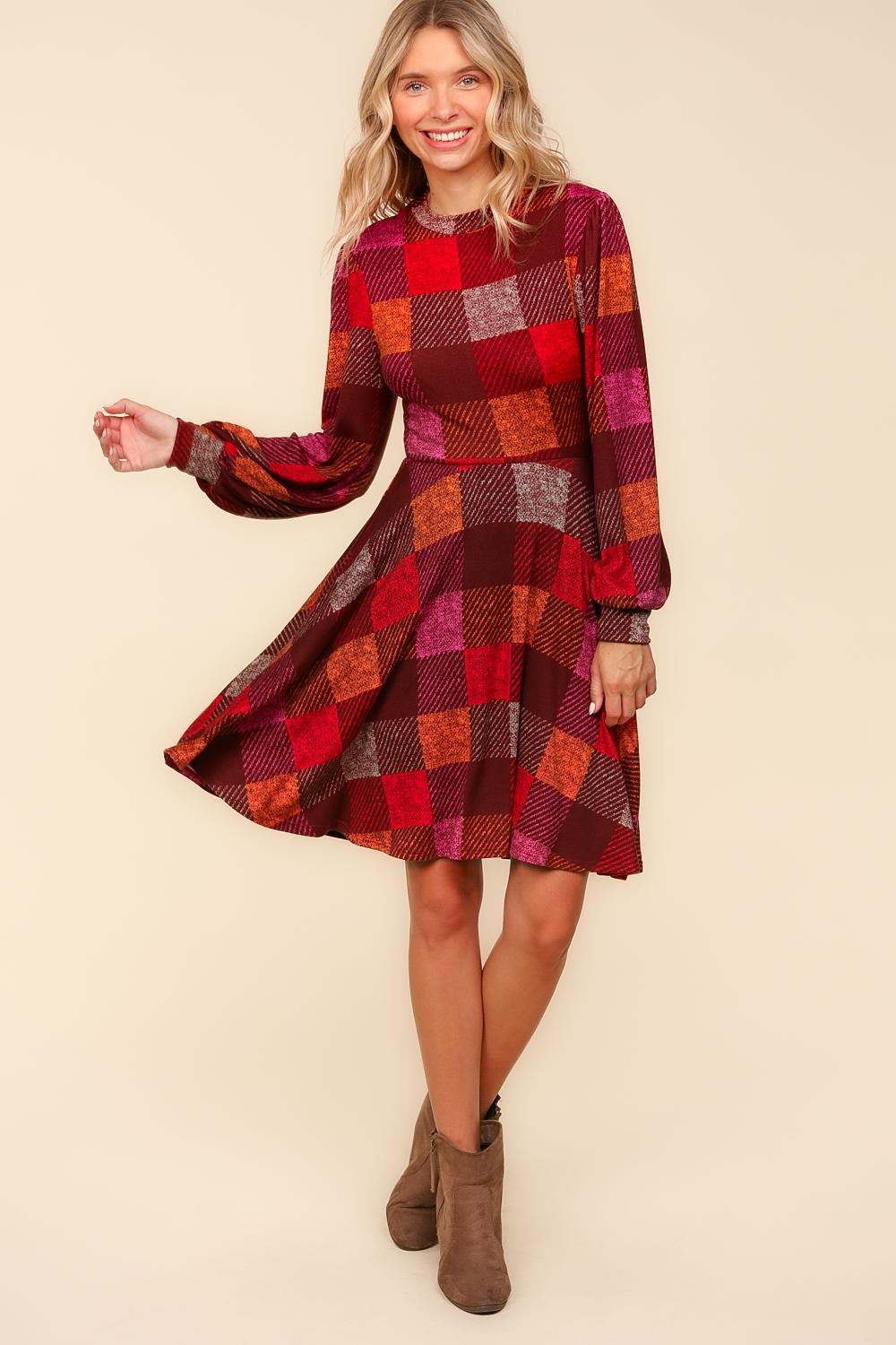 Time For Comfort Dress - Red Checker