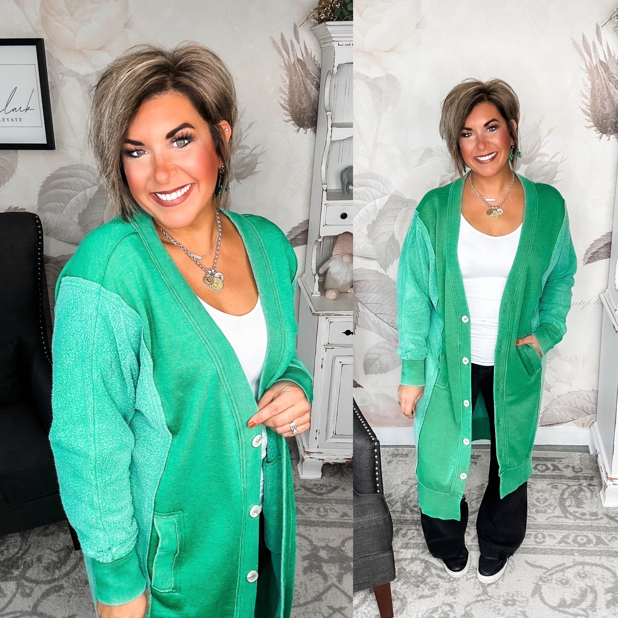 New Desire Sweatshirt Cardigan - Green
