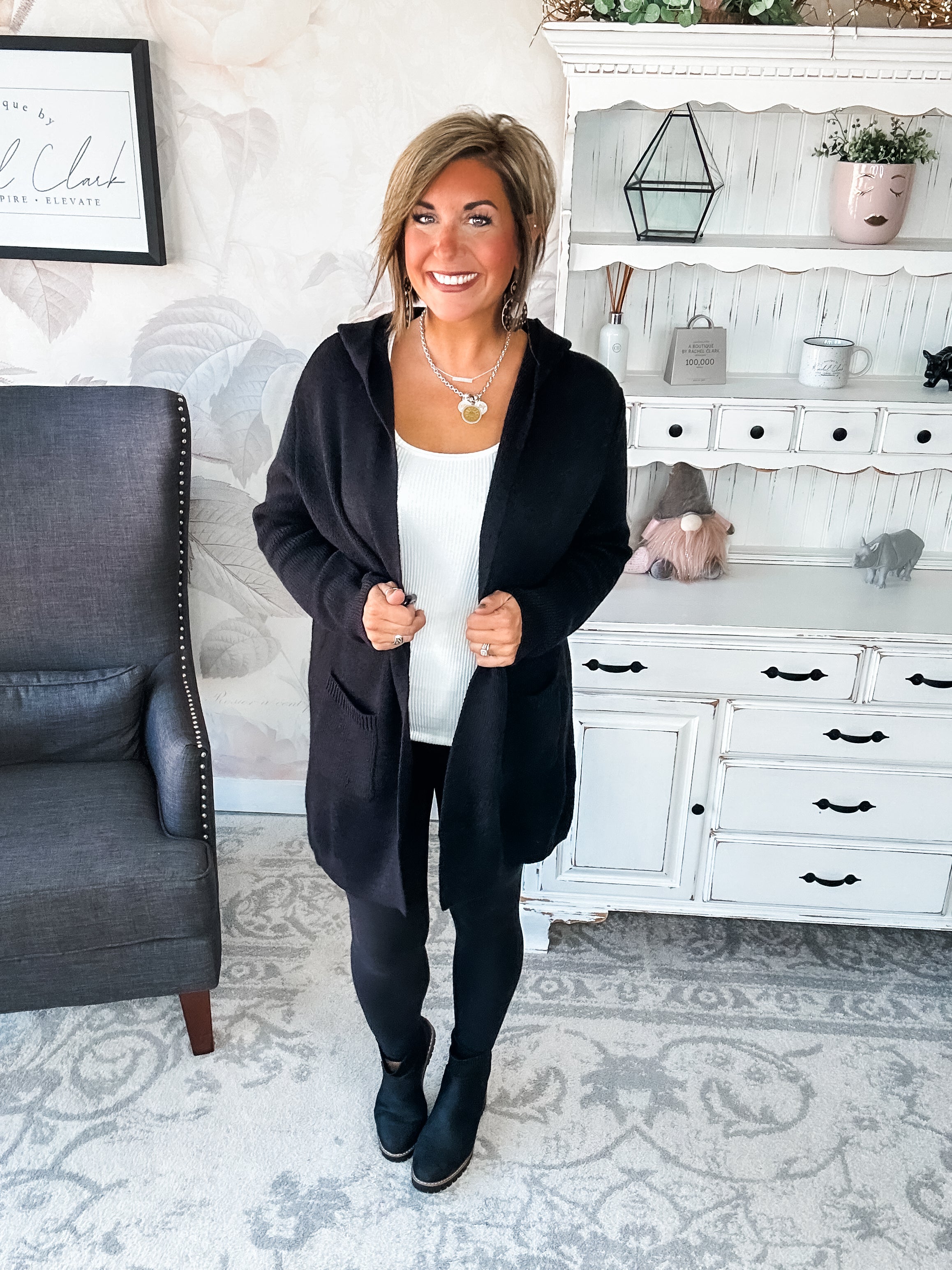 Face the Truth Hooded Open Front Sweater Cardigan