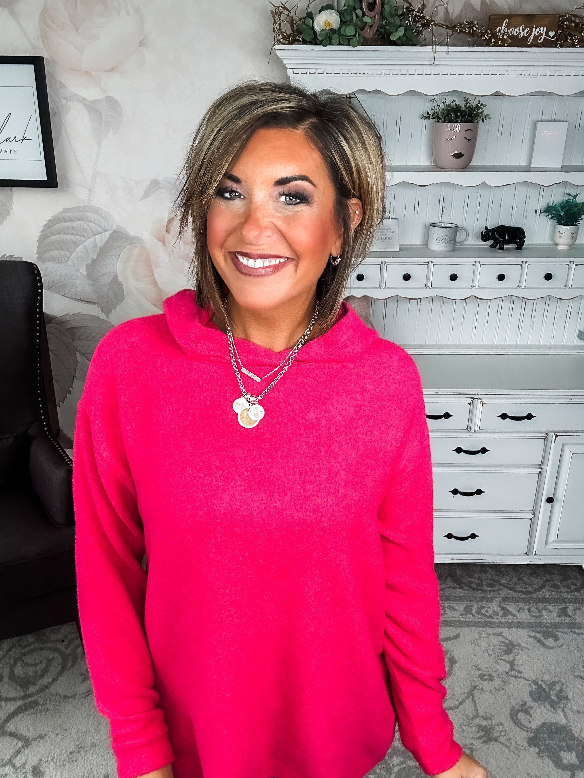 Shop Til Sunrise Sweater- Hot Pink
