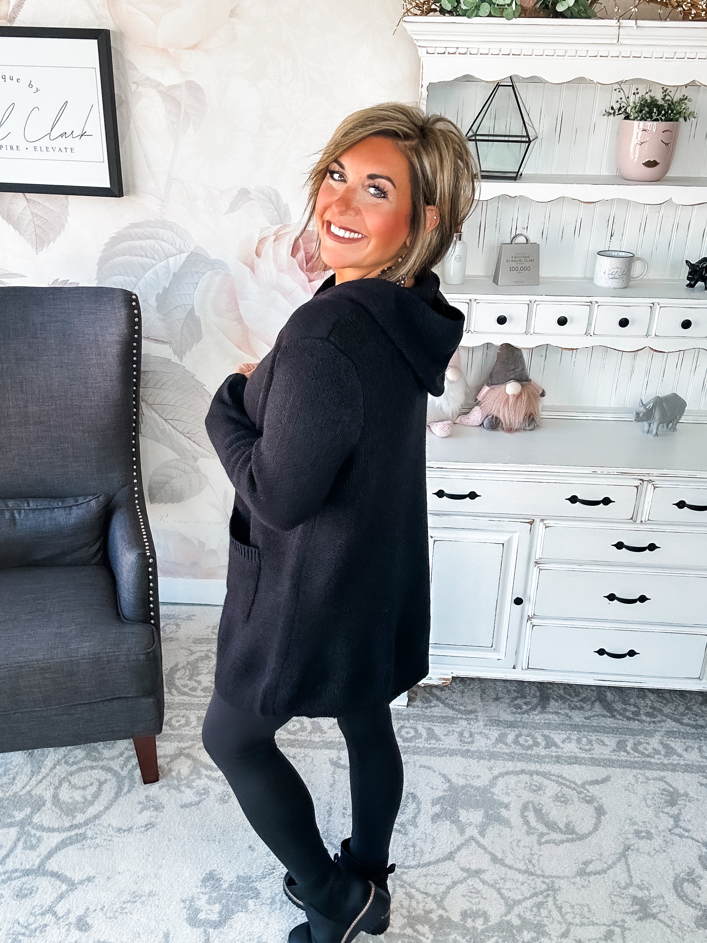 Face the Truth Hooded Open Front Sweater Cardigan