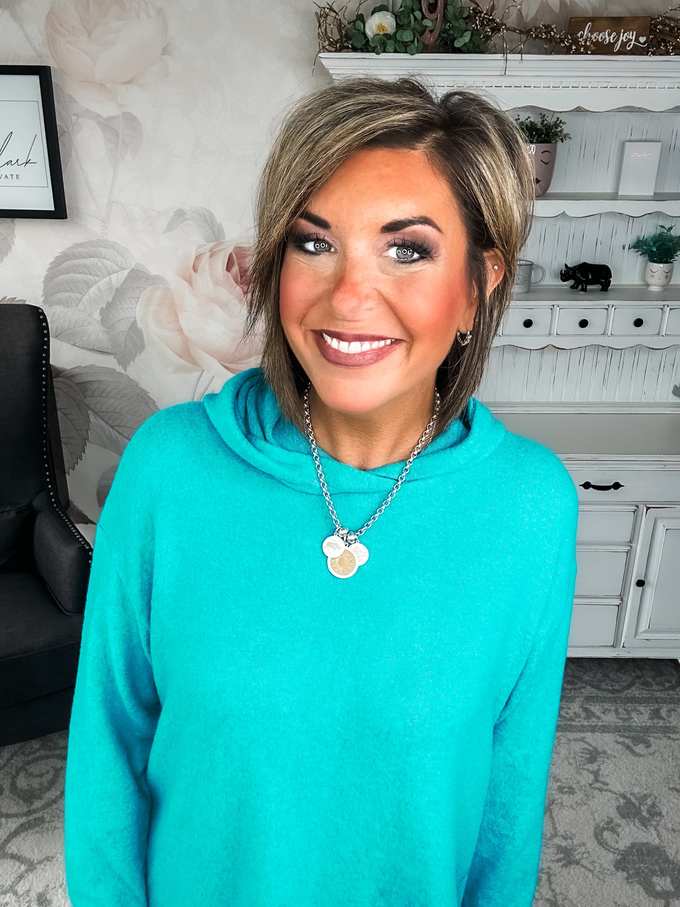 Shop Til Sunrise Sweater- Light Teal