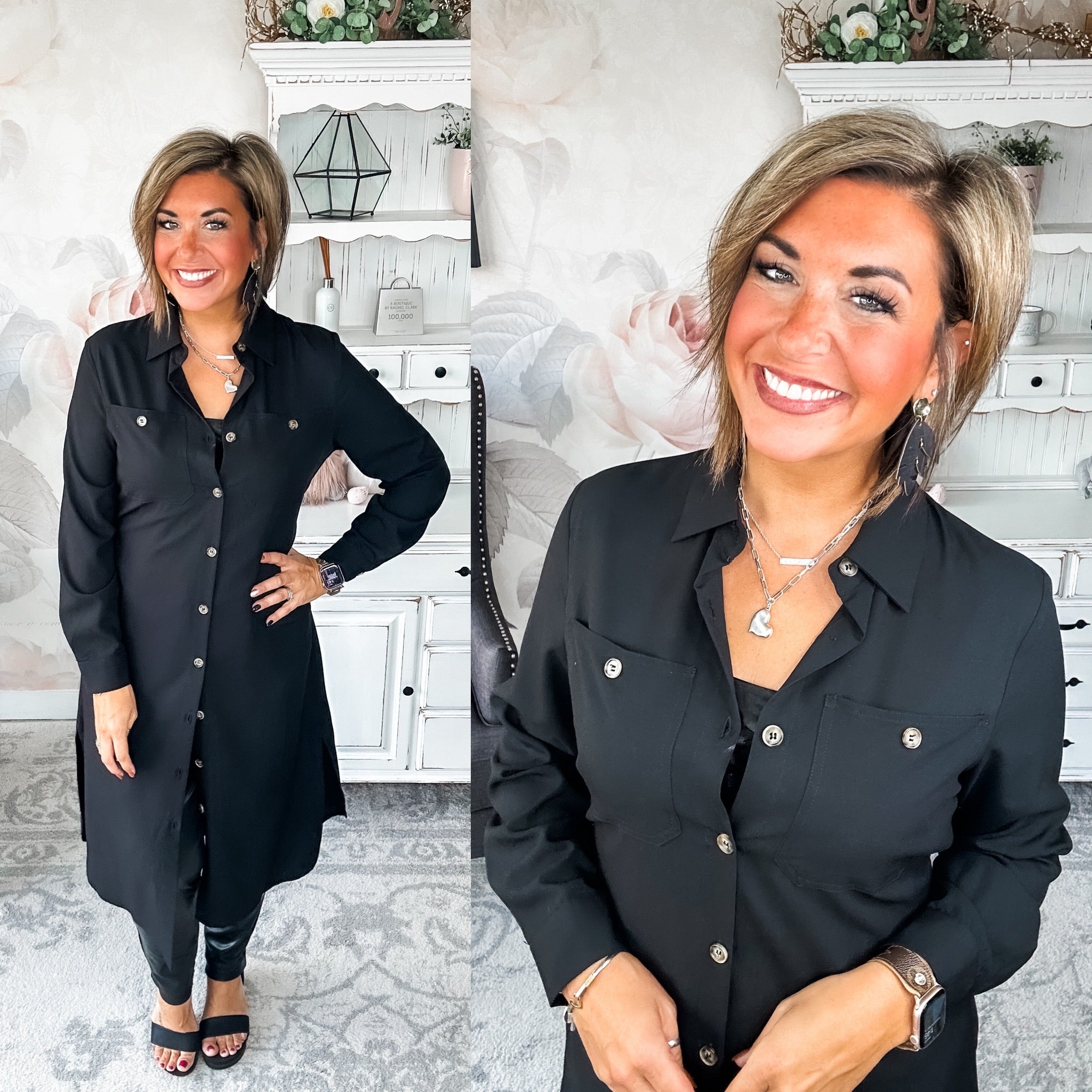 From the Top Button Down Dress - Black