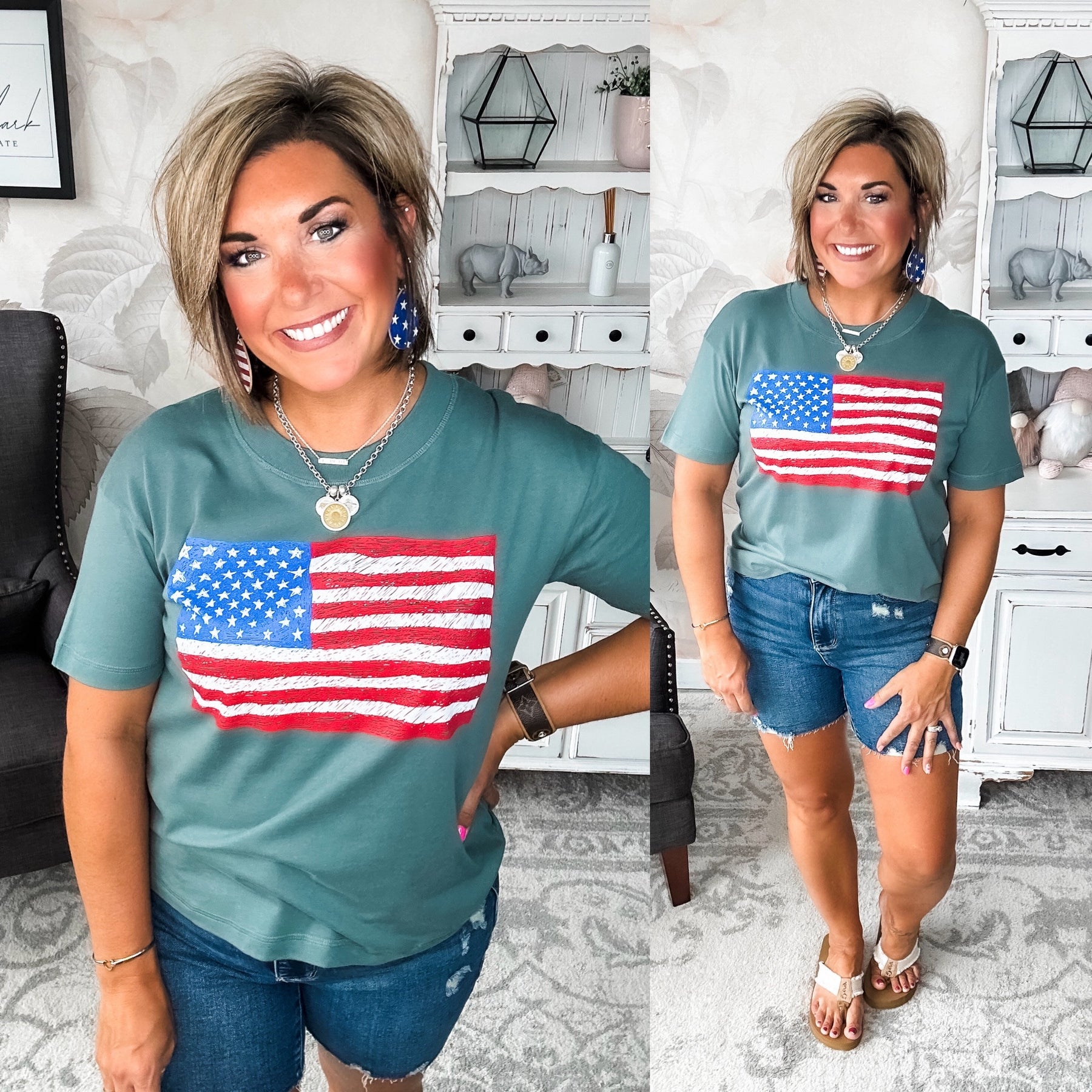 Sketch the Flag Graphic Boyfriend Tee