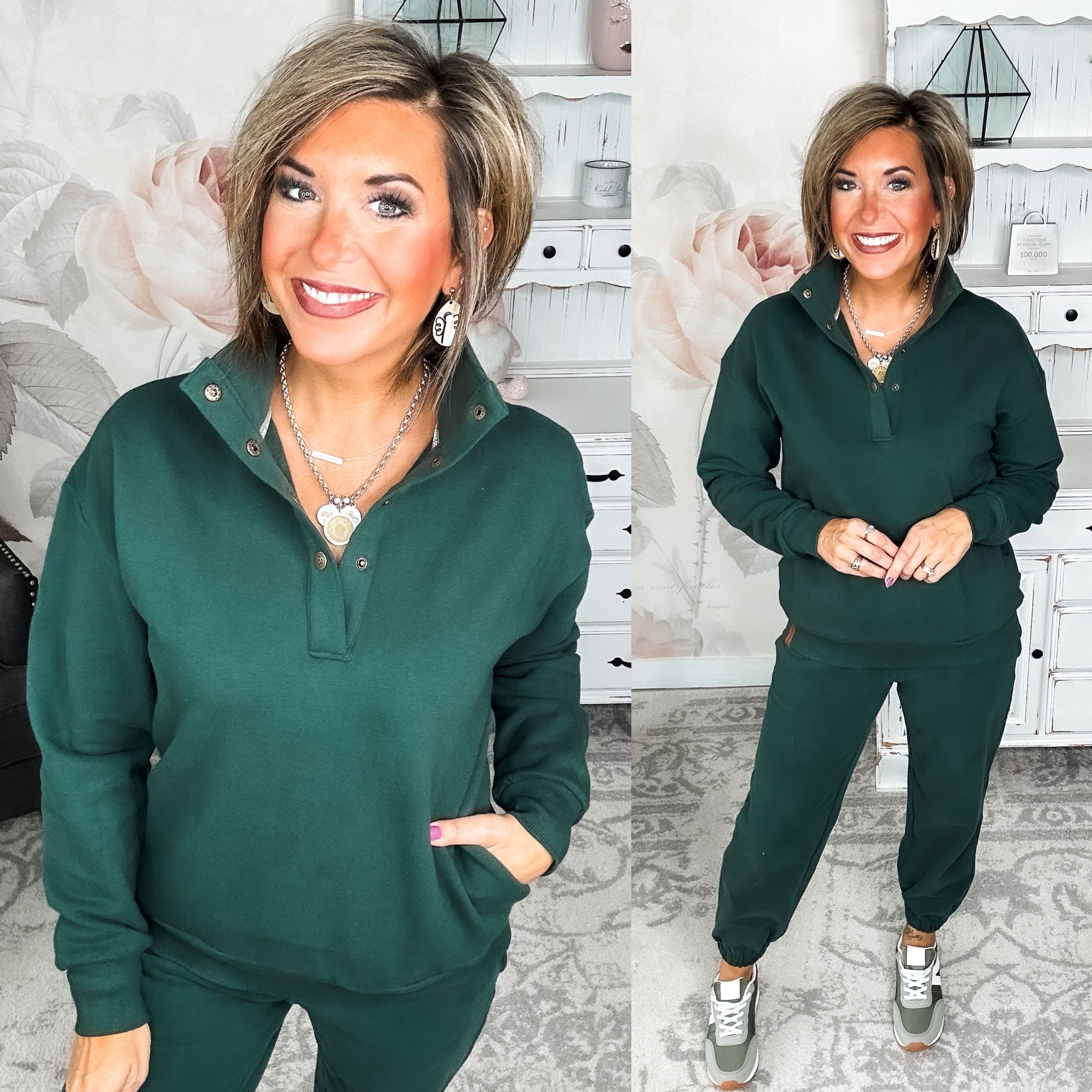 Ampersand Avenue Never Better Button Top - Forest Green