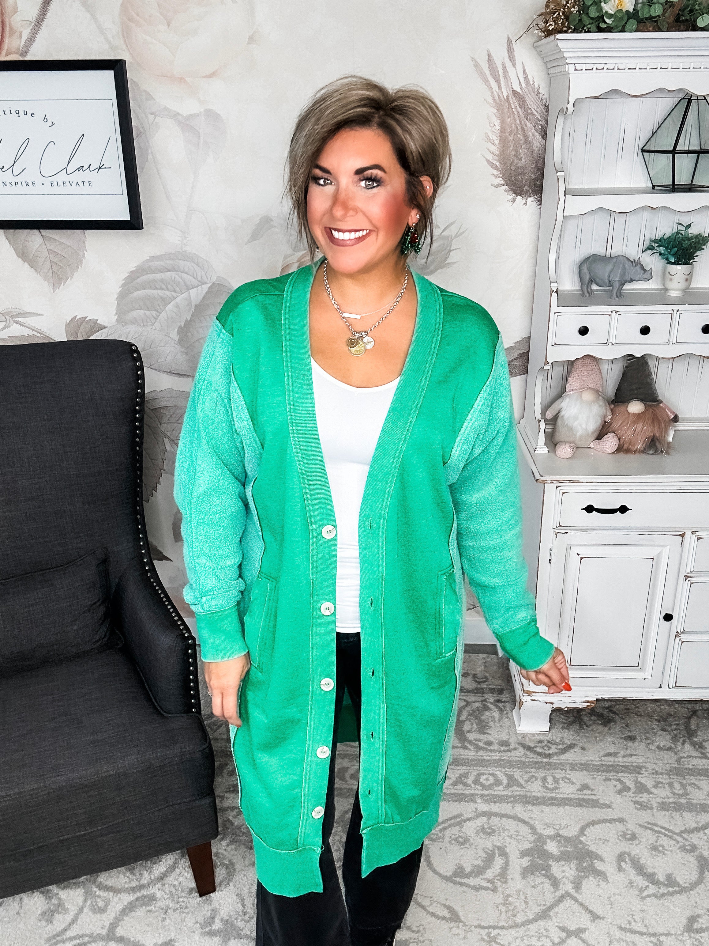 New Desire Sweatshirt Cardigan - Green