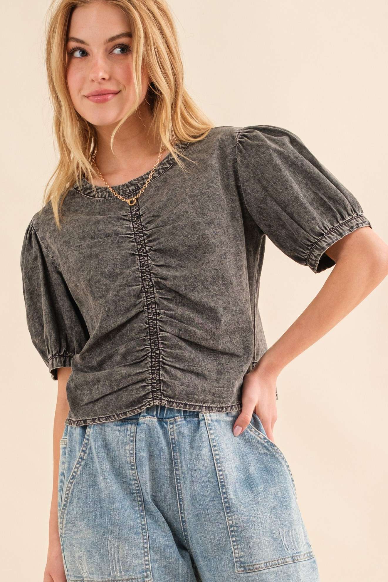Give Us Time Shirring Top